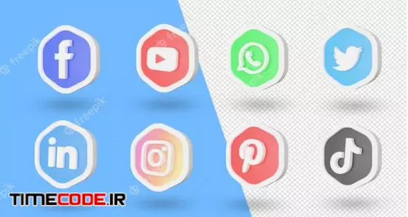 3d Social Media Logos And Icons Set 