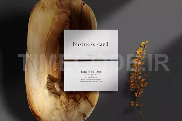 Clean Minimal Business Card Mockup On Wood Plate Free Psd