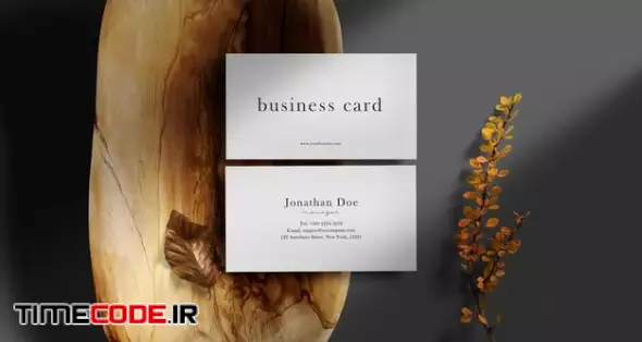 Clean Minimal Business Card Mockup On Wood Plate Free Psd