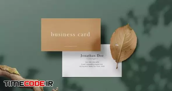 Clean Minimal Business Card Mockup On Background With Branches And Dry Leaf Free Psd