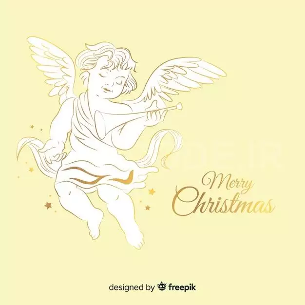 Beautiful Golden Christmas Angel Free Vector
