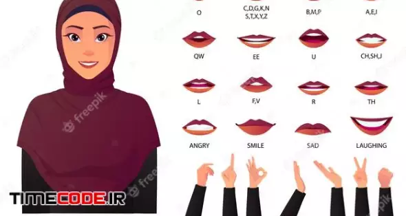 Beautiful Muslim Woman Mouth Animation And Lip-sync Creation With Hand Gestures 