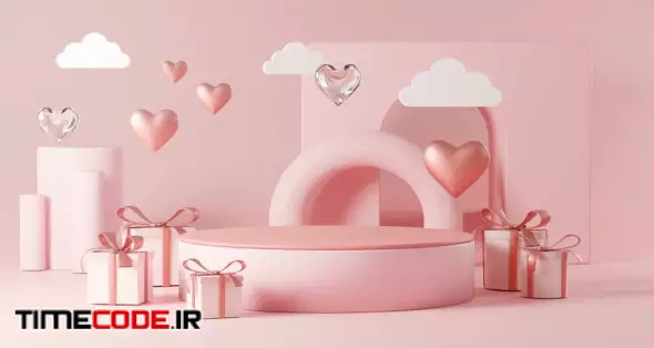 Pink Podium With Hearts Loop