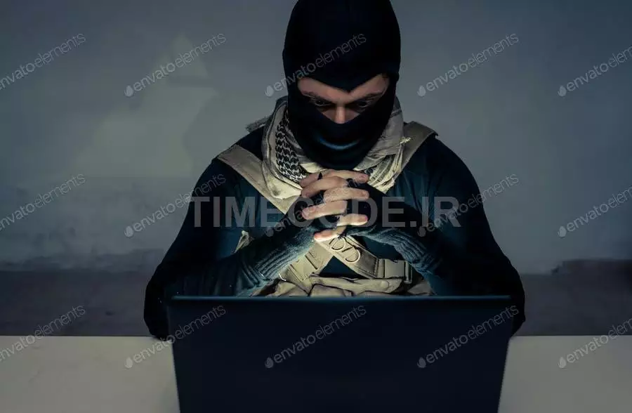 Terrorist Working On His Computer