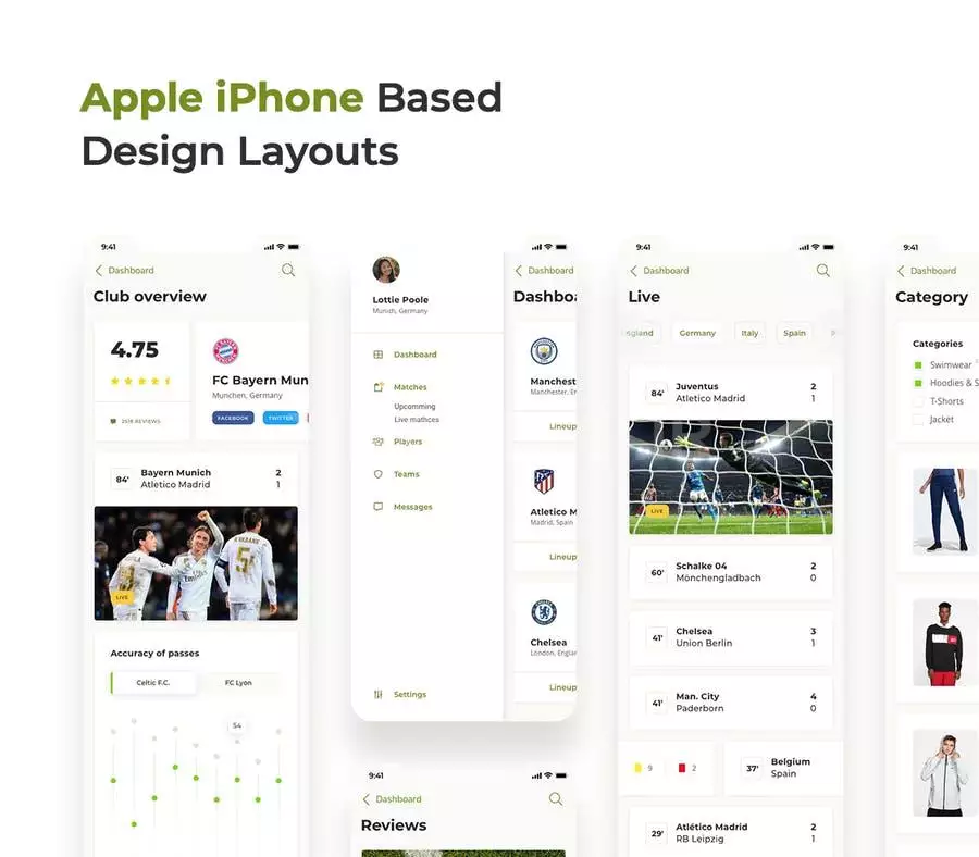Soccer Mobile App – Light UI