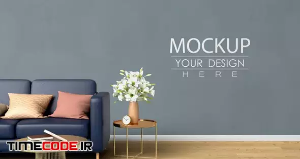 Empty Wall Mock Up With Home Decorating In The Living Room Modern Interior. Free Psd