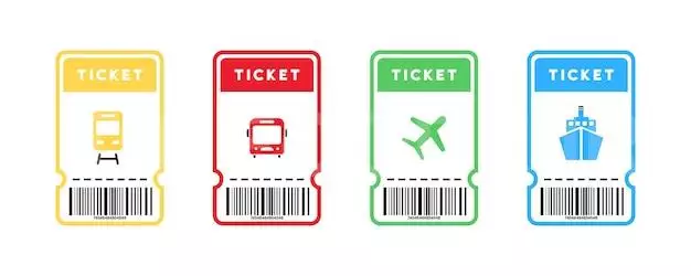 Travel Tickets For Bus, Plane And Train. World Traveler Set. Airplane Ticket With Barcode. Ticket Elements With Thin Line Icons. Isolated Subway And Railway Pass Card. Vector. 