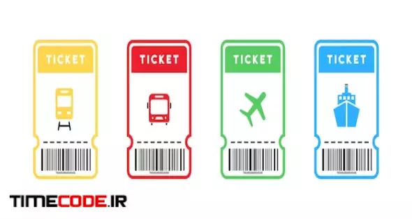 Travel Tickets For Bus, Plane And Train. World Traveler Set. Airplane Ticket With Barcode. Ticket Elements With Thin Line Icons. Isolated Subway And Railway Pass Card. Vector. 