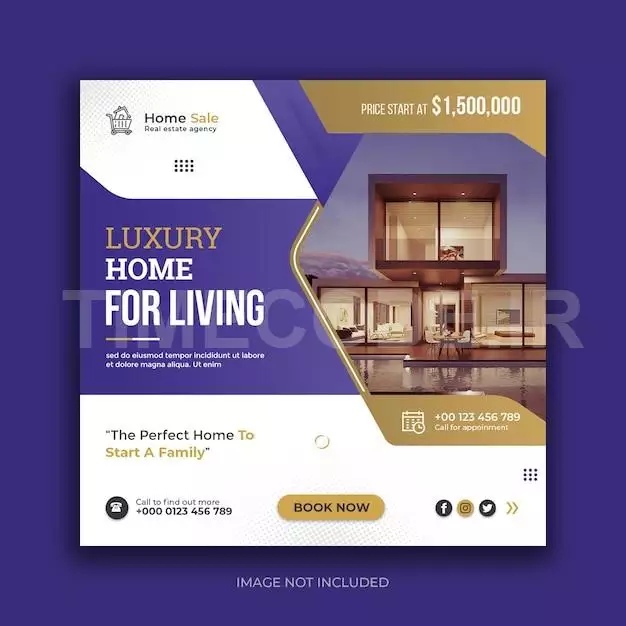 Luxury Real Estate Social Media Post And Web Banner Template 