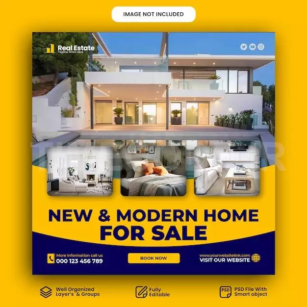 Real Estate House Property Instagram Post Or Square Web Banner Template 
