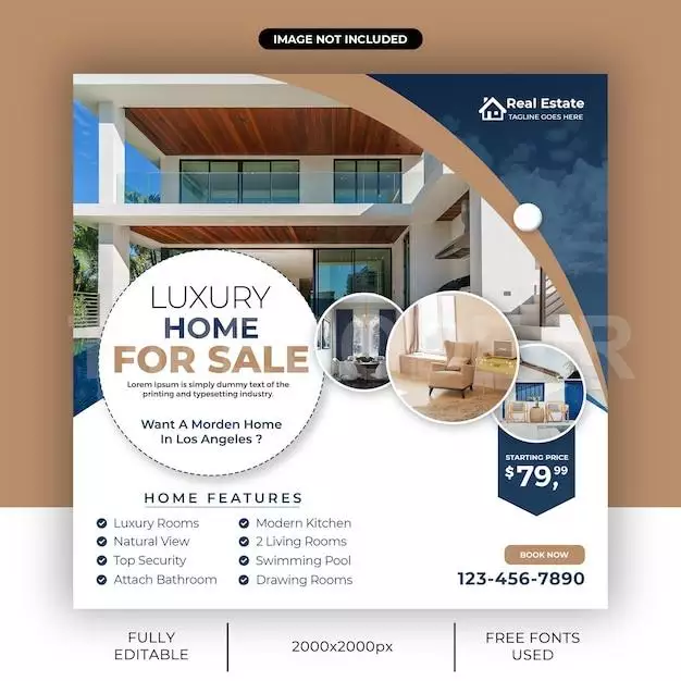Real Estate House Property Instagram Post Or Square Social Media Template 