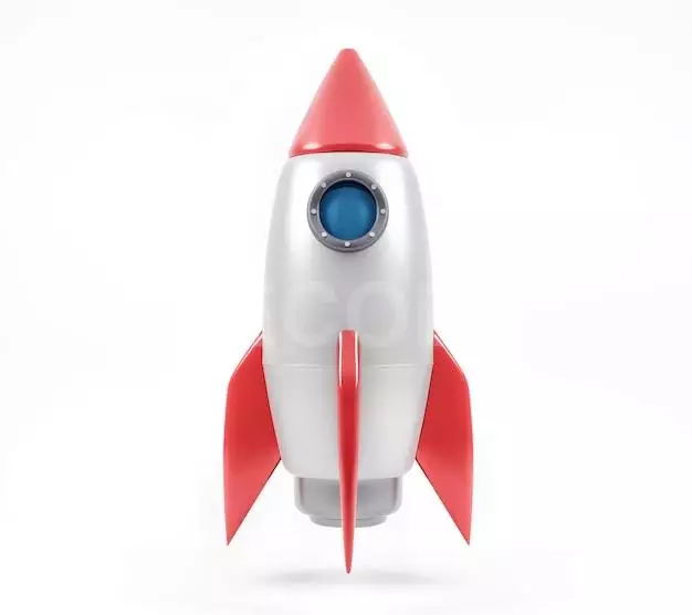 3d Red Rocket Isolated On White Background 