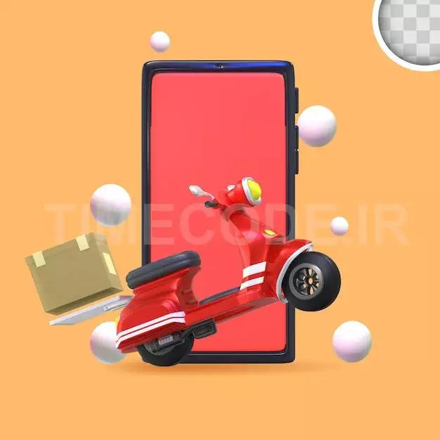 Delivery Service Scooter. 3d Illustration Free Psd