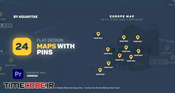 Flat Design Maps With Pins For Premiere Pro