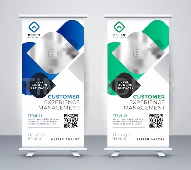 Abstract Business Professional Roll Up Banner Design Free Vector