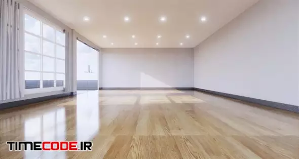 Empty Room Interior With Wooden Floor On Wall. 3d Rendering 