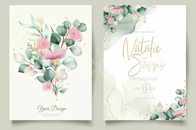 Eucalyptus Flower Wedding Invitation Card Set 