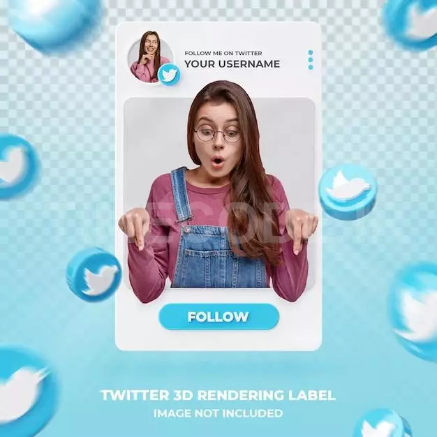 Banner Icon Profile On Twitter 3d Rendering Label Template