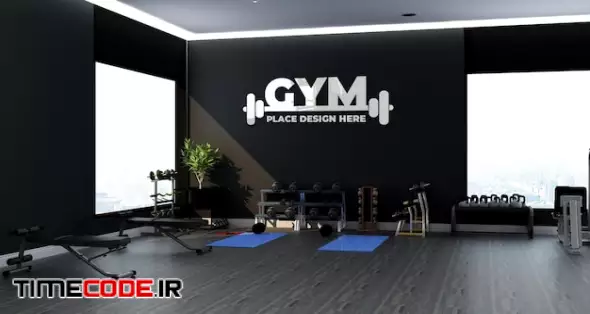 Gym Or Fitness Logo Mockup With Luxury Gym Design Interior