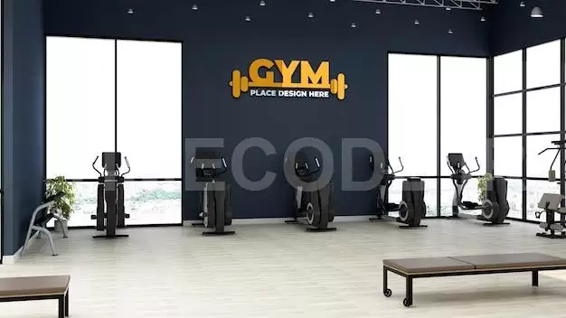 Modern Gym Wall Logo Mockup
