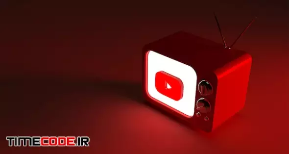 3d Rendering Of A Tv With Glowing Youtube Logo