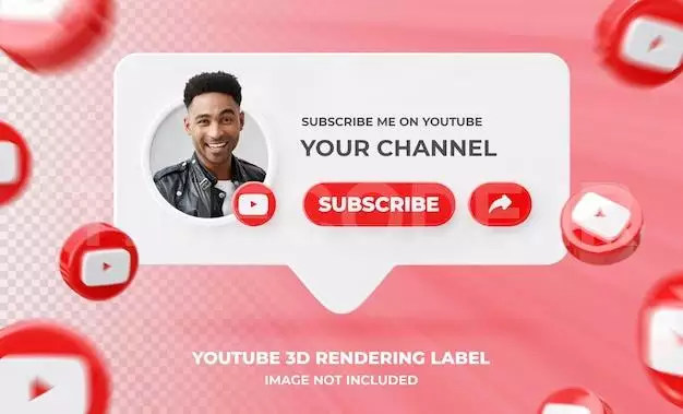 Banner Icon Profile On Youtube 3d Rendering Label Template