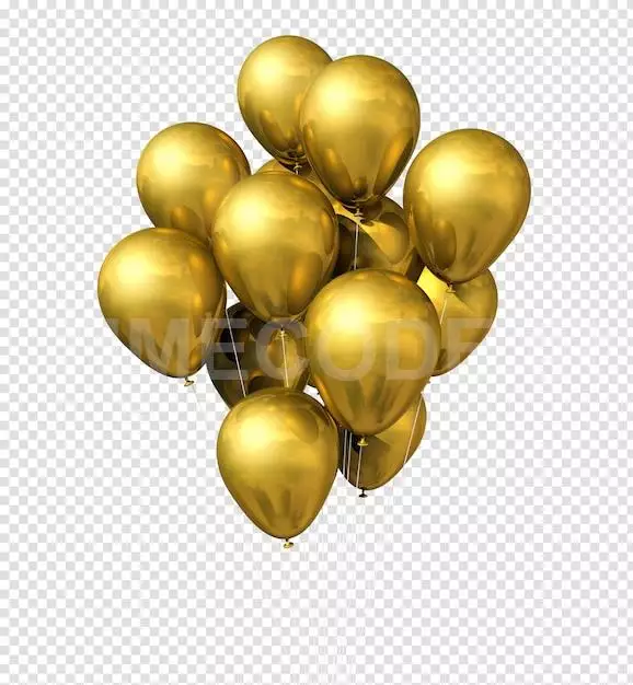 Gold Balloons Group Isolated On White