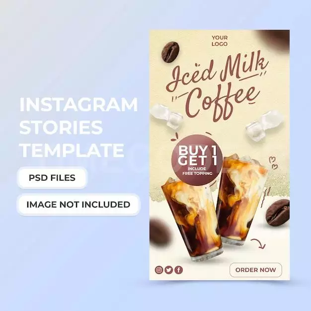 Iced Milk Coffee Drink Template For Social Media Stories Promotion 