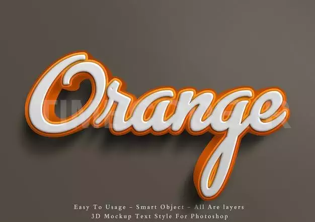 3d Mockup Orange Text Style Effect