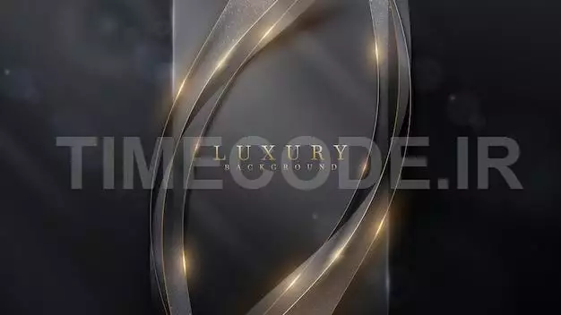 Black Luxury Background And Square Frame Element With Golden Curve Line Decoration And Glitter Light Effect With Bokeh.