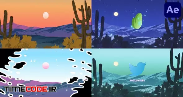 Sunset Painting Logo For After Effects