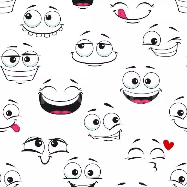 Funny Cartoon Smiles And Laughing Faces Pattern