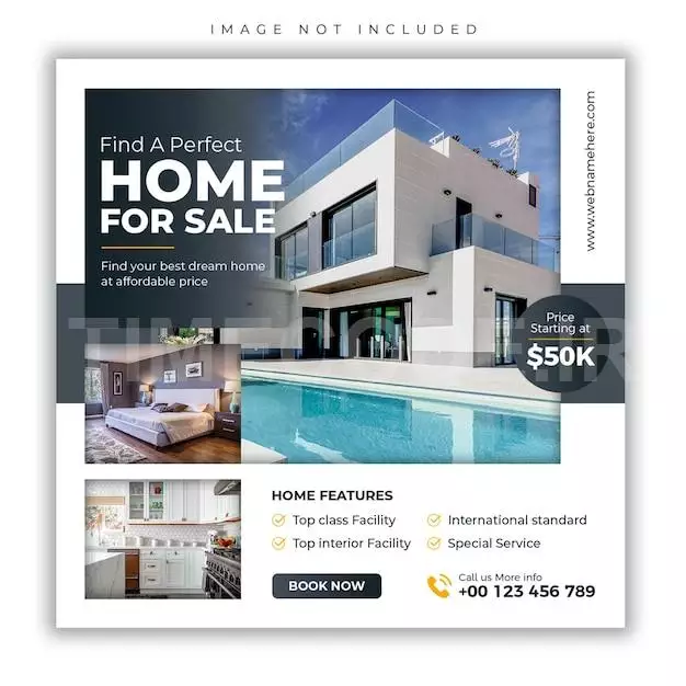 Real Estate House Property Sale Square Banner Or Social Media Post Template