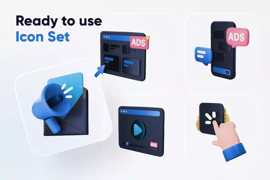 SEO Marketing & Advertisement 3D Icons/Objects Set