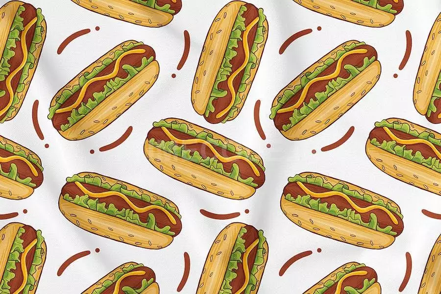 Hotdog Seamless Pattern