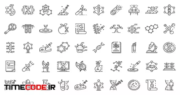 Genetic Engineering Icons Set, Outline Style