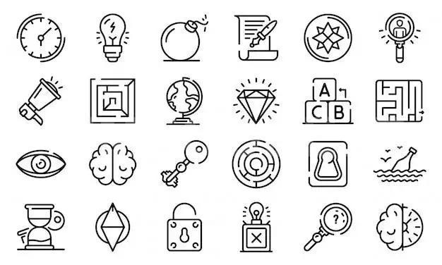 Quest Icons Set, Outline Style