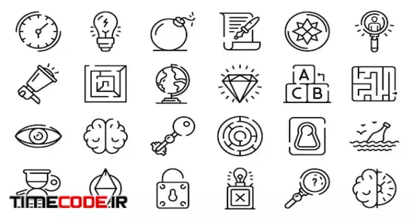 Quest Icons Set, Outline Style