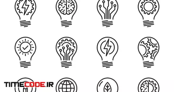 Idea Intelligence Creativity Knowledge Thin Line Icon Set. Edita