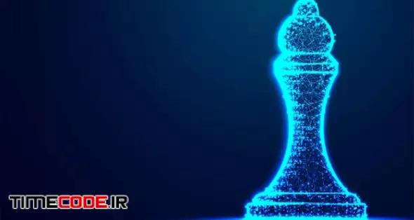 Chess Queen Wireframe Polygon Blue Frame Structure Business Strategy Future Competition Concept Design Abstract Low Poly Triangle Dot Line Polygon Shine Blue Background Vector Illustration