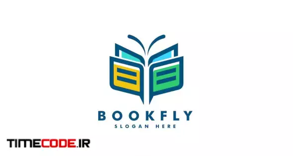 Book And Butterfly Line Art Style Logo Template