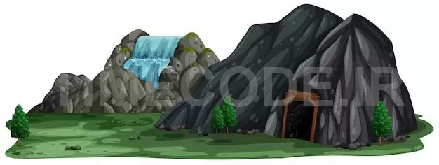 A Mining Cave On White Background