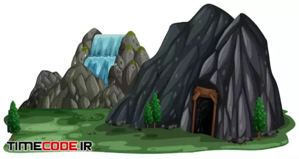 A Mining Cave On White Background