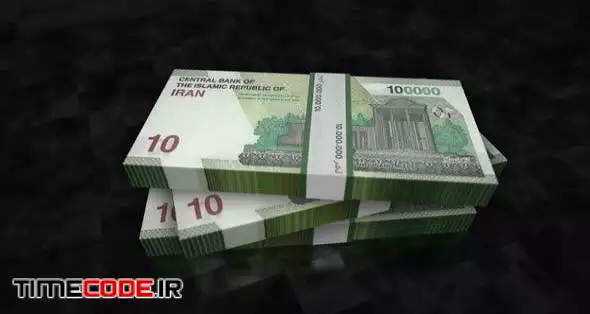 Iranian Rial Money Banknote Pile Packs