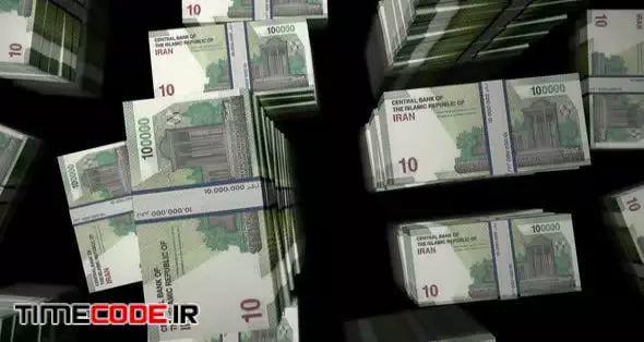 Flight Over The Iranian Rial Money Banknote Packs Loop
