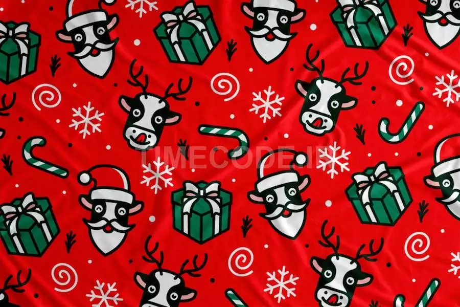 Christmas Deer Vector Seamless Pattern Background