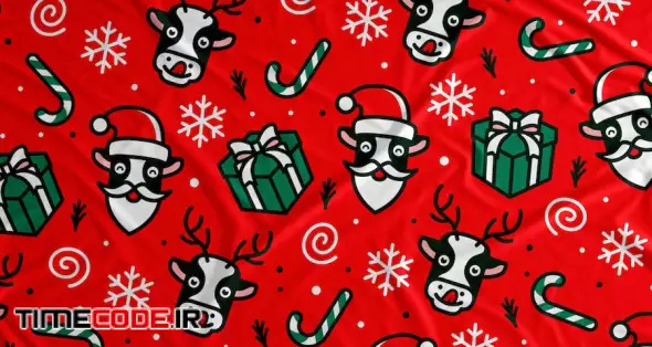 Christmas Deer Vector Seamless Pattern Background