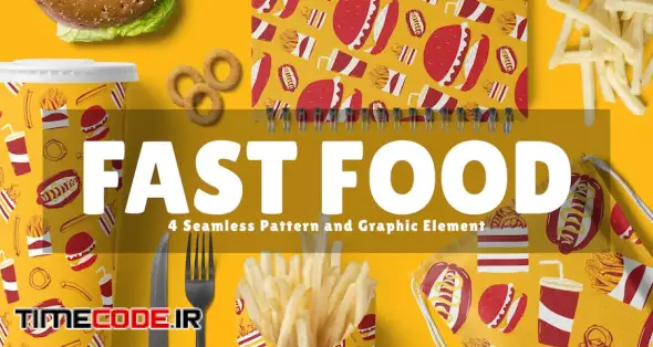 Fast Food Seamless Pattern And Graphic Element