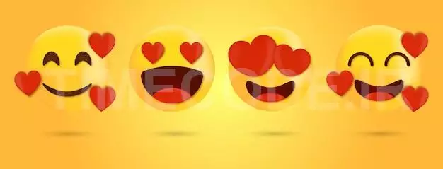 Love Emoticon And Emoji With Heart Vector Faces Set - Smile Face Emoji With Heart Eyes