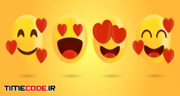 Love Emoticon And Emoji With Heart Vector Faces Set - Smile Face Emoji With Heart Eyes
